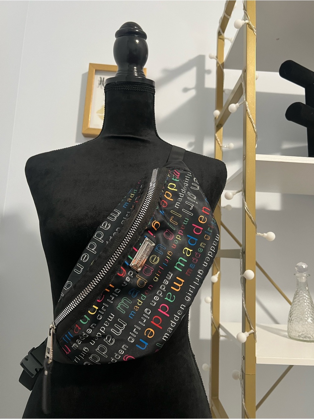 Madden Girl Women’s Multicolor Fanny Pack/Hip Bag Logo Print Crossbody Sling Bag